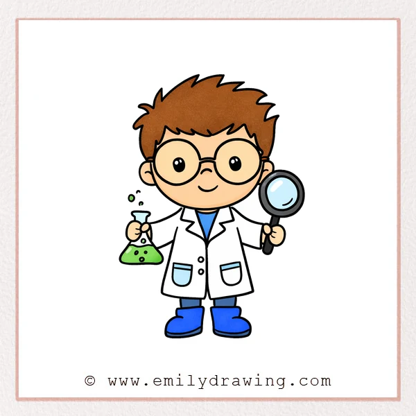 Preview of Cartoon Scientist drawing